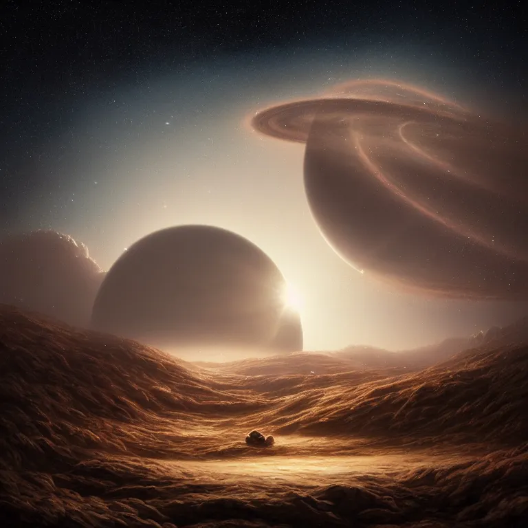 Image similar to the universe sky star orange big whole white stripes planets light creatures cycle baroque landscape painting, perfect composition, beautiful detailed intricate insanely detailed octane render trending on Artstation, 8K artistic photography, photorealistic, soft natural volumetric cinematic perfect light, chiaroscuro, award-winning photograph, masterpiece, Raphael, Caravaggio, Greg Rutkowski, Beeple