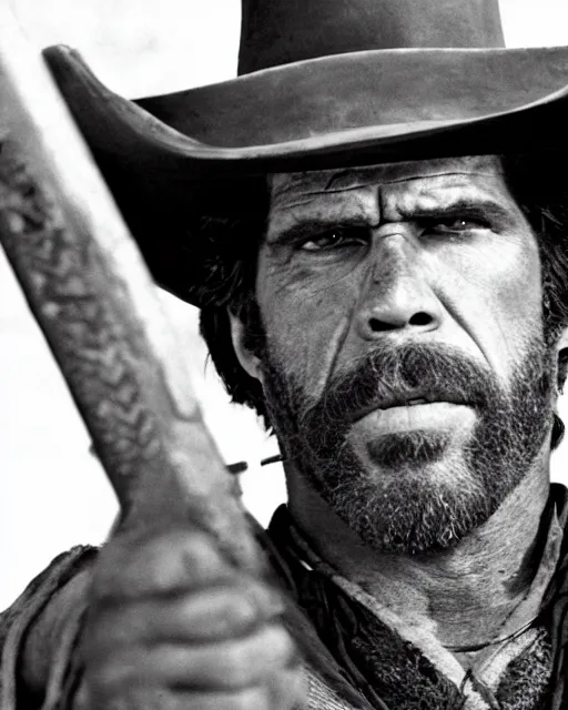 Image similar to film still close up shot of ron perlman in the movie a fistful of dollars. photographic, photography