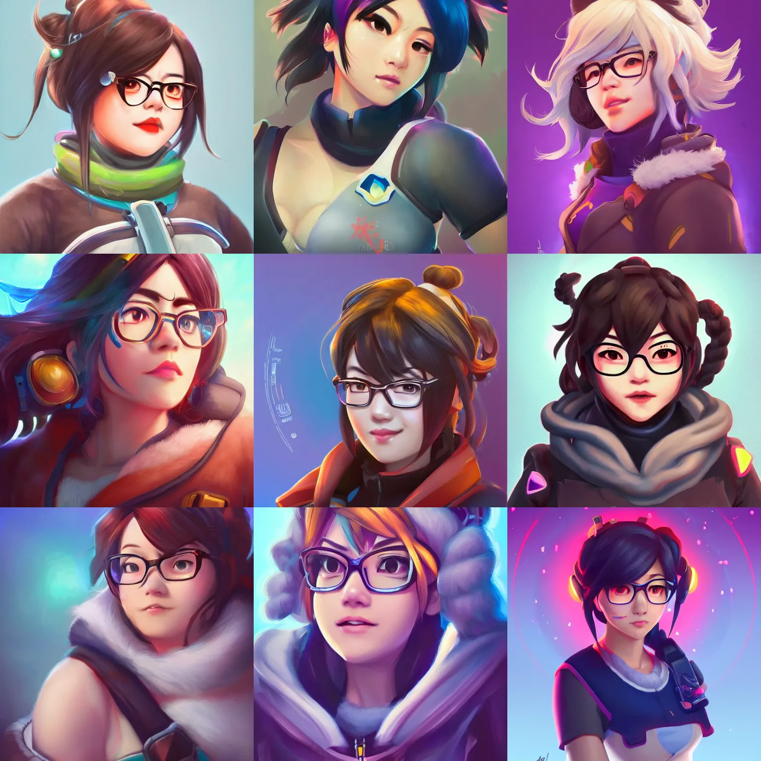 Prompt: portrait of Mei from Overwatch, centered, face forwards, professional art, detailed digital art, 2d, stylized, beautiful, colorful, clean, warm lighting, Krita, Artstation, Pinterest