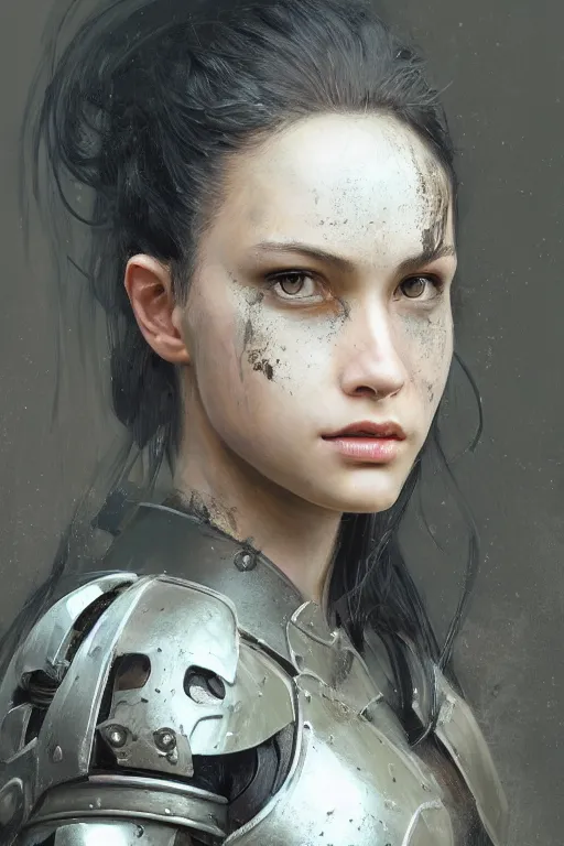 Prompt: a photorealistic painting of an attractive young girl, partially clothed in battle armor, olive skin, long dark hair, beautiful bone structure, symmetrical facial features, intricate, elegant, digital painting, concept art, illustration, sharp focus, from Metal Gear, in the style of Ruan Jia and Mandy Jurgens and Greg Rutkowski, trending on Artstation, award winning