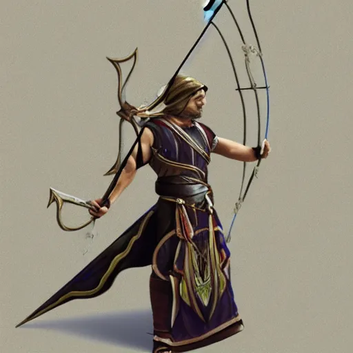 Image similar to a fantasy art bow and arrow with a quiver