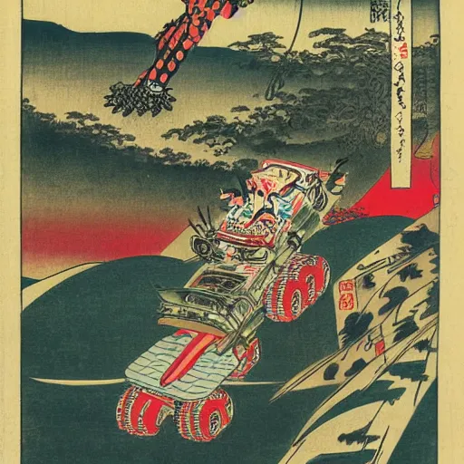 Image similar to monster truck rally, Utagawa Kuniyoshi