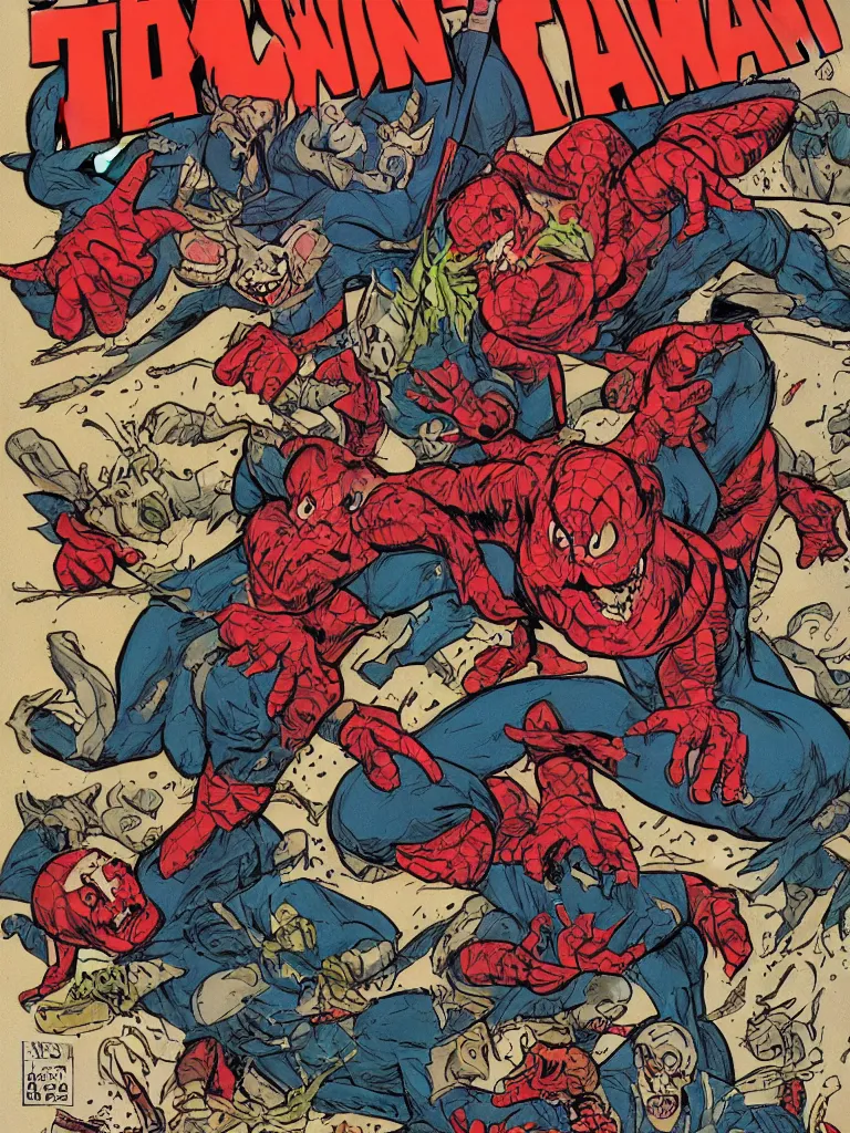 Image similar to comic book cover with town cloth, teeth and claws in the style of Todd McFarlane