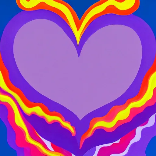Image similar to a highly definition painting of purple hearts in flames, inspired by lisa frank, matisse, david hockney, trending on artstation, 4 k