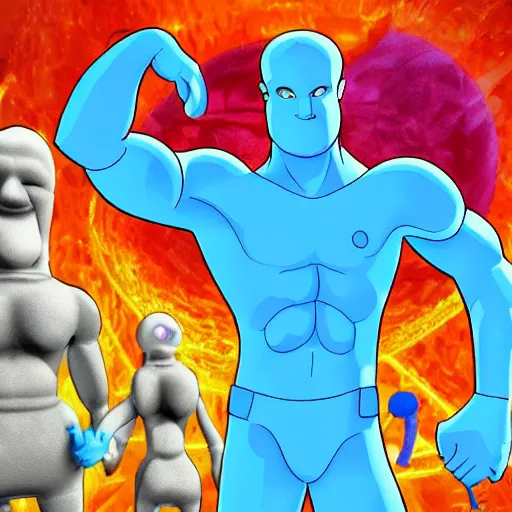 Image similar to doctor manhattan in a children's 3 d animated cartoon movie