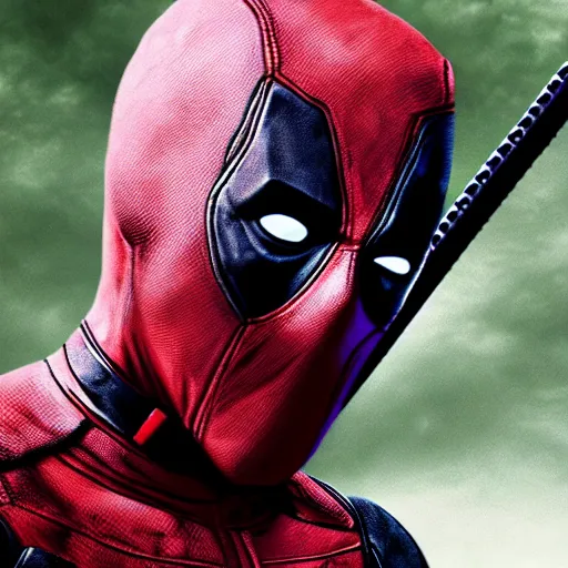 Image similar to deadpool in the walking dead 4 k detailed super realistic