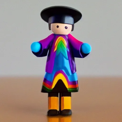 Image similar to a wizard with a rainbow wizard hat vinyl figure