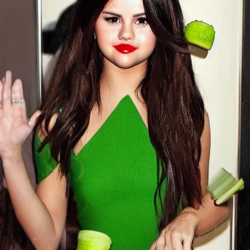 Prompt: selena gomez as celery hybrid