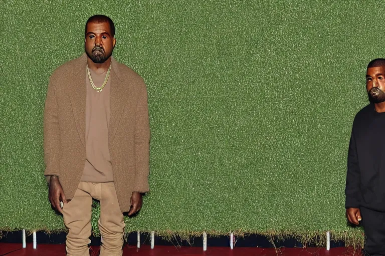 prompthunt: kanye west wearing a suit made of grass