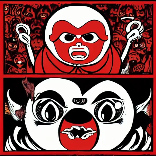 Image similar to daruma turned into a demon, satanic