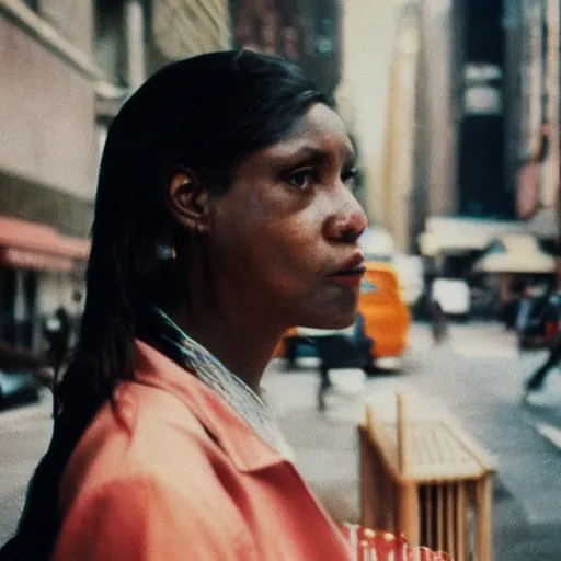 Image similar to medium format portrait of a woman in new york by street photographer, 1 9 6 0 s, stunning portrait featured on unsplash, photographed on colour expired film