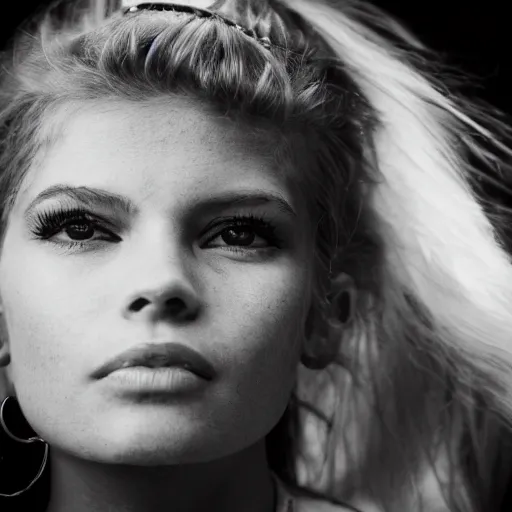 Image similar to Photographic portrait of a girl resembling Brigitte Bardot , highly detailed, sharp focus