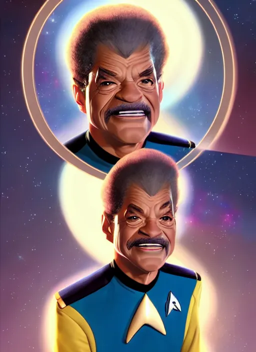 Image similar to cute star trek officer don king, natural lighting, path traced, highly detailed, high quality, digital painting, by don bluth and ross tran and studio ghibli and alphonse mucha, artgerm