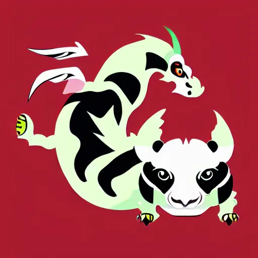 Image similar to vector art of welsh dragon and panda mixed, intercrossed, chimera, adobe illustrator