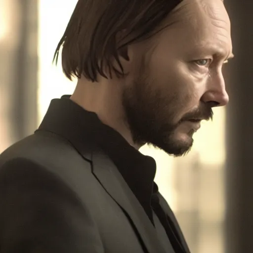 Image similar to thom yorke as john wick professional photo shot