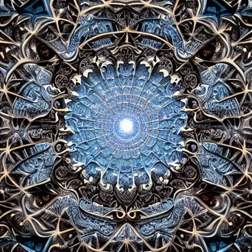 Prompt: a beautiful 3 d painting of a sprawling intricate mandelbrot fractal cathedral populated by fractals by android jones, carved soap, white color scheme, unreal engine, volumetric lighting, dynamic lighting, dramatic lighting, high contrast, depth of field, carved marble, opalescent, sacred geometry, religious, angelic, catholicpunk, stark, trending on artstation