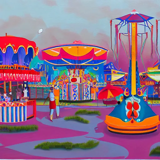 Image similar to painting of a funfair, by rik oostenbroek, james jean, amy sol