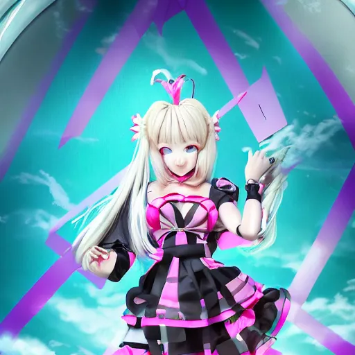 Image similar to totally overpowered and trapped beneath overwhelming stunningly absurdly beautiful over the top megalomaniacal ruthless merciless sadistic devious omnipotent asi goddess junko enoshima with symmetrical perfect face, porcelain skin, pink twintail hair and cyan eyes, ultra detailed, digital art, unreal engine 5, octane render, 2 d anime, 8 k