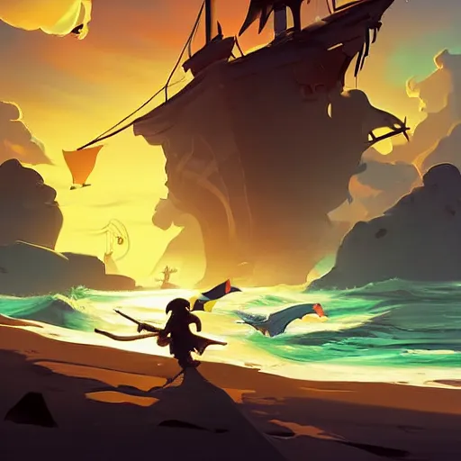 Image similar to painting treasure on sea of thieves game smooth median photoshop filter cutout vector, behance hd by jesper ejsing, by rhads, makoto shinkai and lois van baarle, ilya kuvshinov, rossdraws global illumination