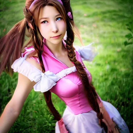 Prompt: aerith gainsborough by chengwei pan