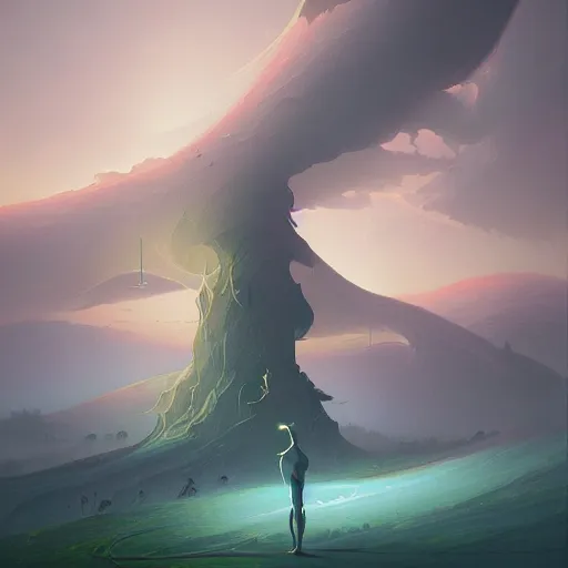 Image similar to A Landscape by Beeple and Peter Mohrbacher