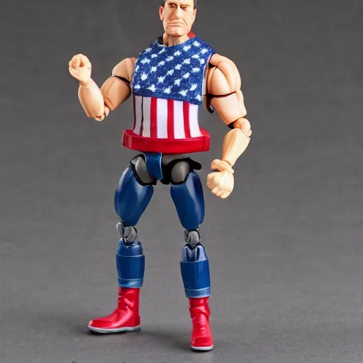 Image similar to action figure of a stereotypical american,