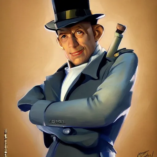 Image similar to greg manchess portrait painting of the inspector gadget as overwatch character, medium shot, asymmetrical, profile picture, organic painting, sunny day, matte painting, bold shapes, hard edges, street art, trending on artstation, by huang guangjian and gil elvgren and sachin teng