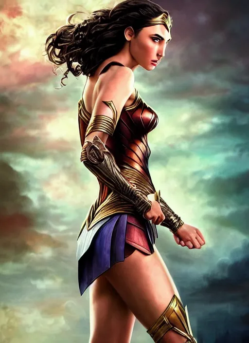 Prompt: Gal Gadot as Hell Lord, full body shot, epic, fantasy, intricate, elegant, volumetric lighting, highly detailed, digital painting, 4k, HDR, concept art, smooth, sharp focus, illustration, art by artgerm and alex ross and alphonse mucha and Adam Hughes