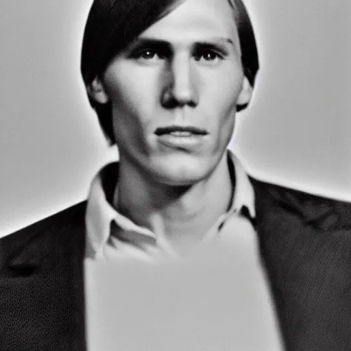 Image similar to A photograph portrait of Jerma985 with short-medium length hair a combover wearing early 1970s menswear in the early 1970s, taken in the early 1970s, grainy, taken on a 1970s Polaroid Camera, realistic, hyperrealistic, very realistic, highly detailed, very detailed, extremely detailed, detailed, digital art, trending on artstation, colorized photo