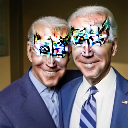 Image similar to A portrait photo of joe biden teams up with a teenage joe biden, perfect faces, 50 mm, award winning photography