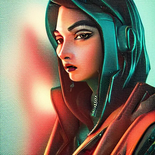 Image similar to stylish cartoon portrait made out of rain, cyberpunk background, rendered in octane, unreal engine, highly detailed, trending on artstation, realistic, splashes of neon, beautiful, volumetric lighting, depth of field, glowing eyes