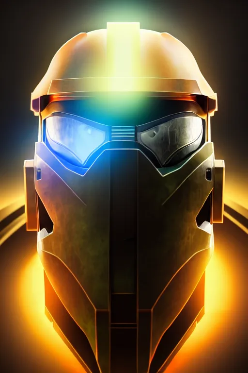 Image similar to robot ninja mask helmet halo master chief radiating a glowing aura global illumination ray tracing hdr fanart arstation by ian pesty and katarzyna da bek chmiel