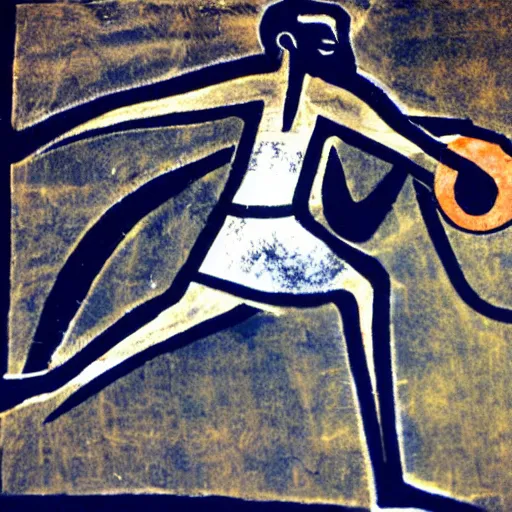 Image similar to Ancient cave painting of a basketball player, photo