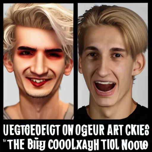 Image similar to really ugly xqc, big nose, crookedd teeth