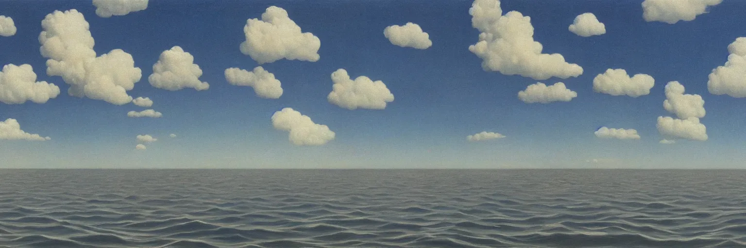 Prompt: seascape oil painting magritte