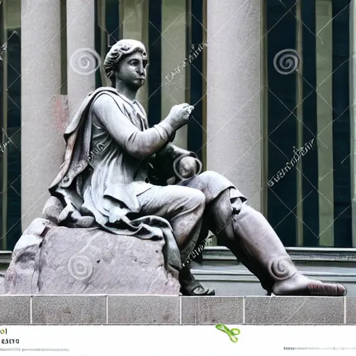 Prompt: liberty statue sitdown pose, very convincing , the best image