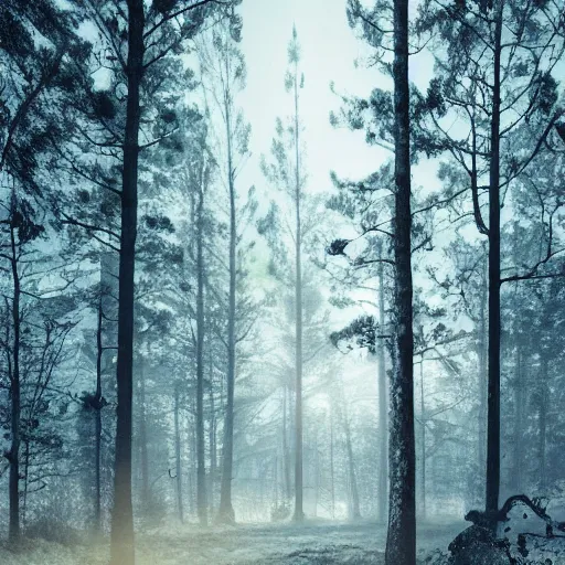 Image similar to bright nordic forest, sparkling spirits, detailed wide shot, ink, ground detailed, wet eyes reflecting into eyes reflecting into infinity, beautiful lighting