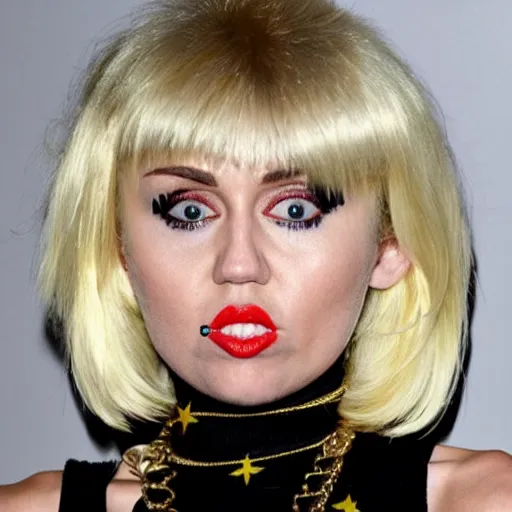 Image similar to Miley Cryus dressed as Debbie Harry