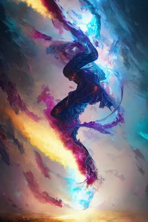 Image similar to a human fractal tornado by artgem and greg rutkowski, vivid colors, trippy, nebula, trending on artstation