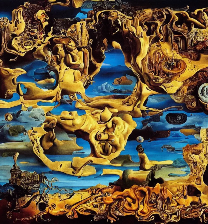 Prompt: the world between death and life, surrealistic extremely detailed painting, by damien gilley and salvador dali