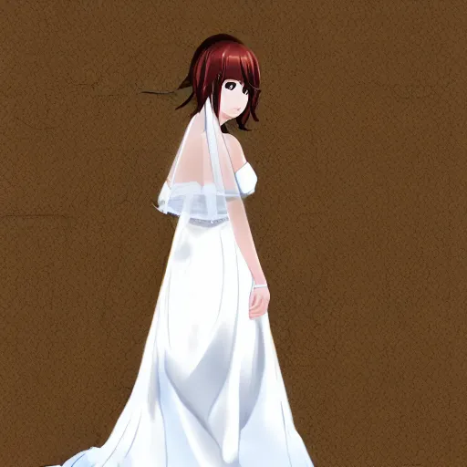 Prompt: orihime wearing wedding dress by kawacy