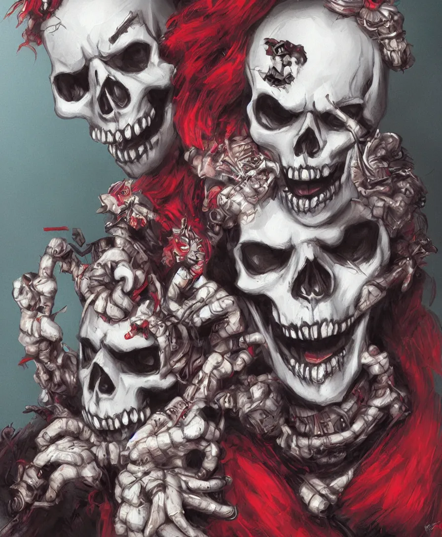 Image similar to skull clown, circus, artstation, concept art, illustration, by Alfredo Rodriguez