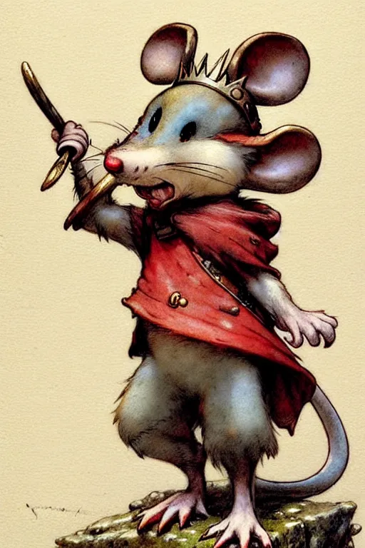 Image similar to adventurer ( ( ( ( ( anthropomorphic fantasy mouse king. muted colors. ) ) ) ) ) by jean baptiste monge!!!!!!!!!!!!!!!!!!!!!!!!! chrome red