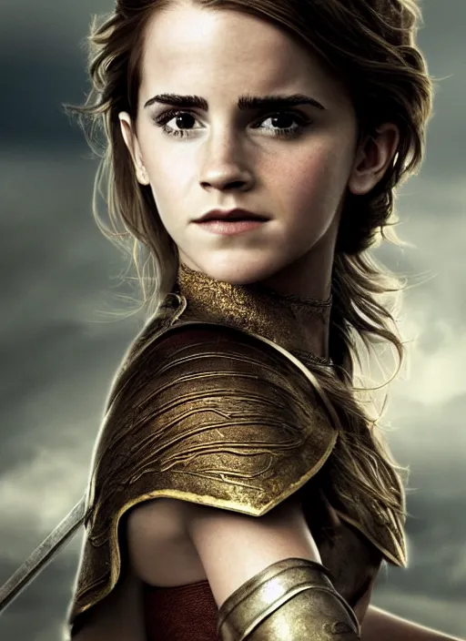 Prompt: hyper realistic photo of warrior princess emma watson, full body, rule of thirds, cinematic,