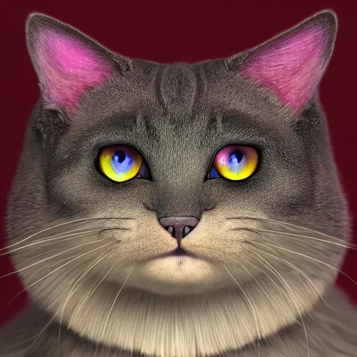 Image similar to a beautiful surreal cat smiling, highly detailed, liquid oil paint, gustave dore, leonardo da vinci, trending on artstation, lucid and intricate, rectilinear, digital art, octane, redshift, vray, 8 k, 6 4 megapixels, zbrush central, behance hd, hypermaximalist, well rendered