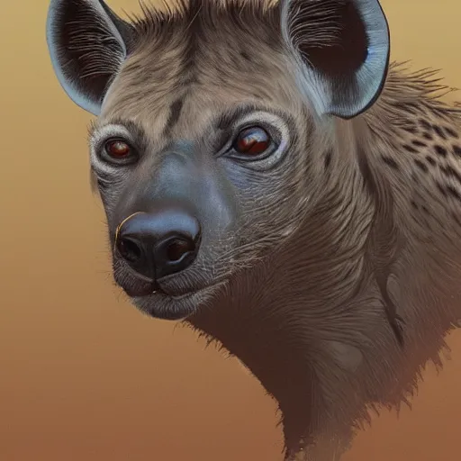 Image similar to a portrait of a hyena character, in the style of wayne barlowe