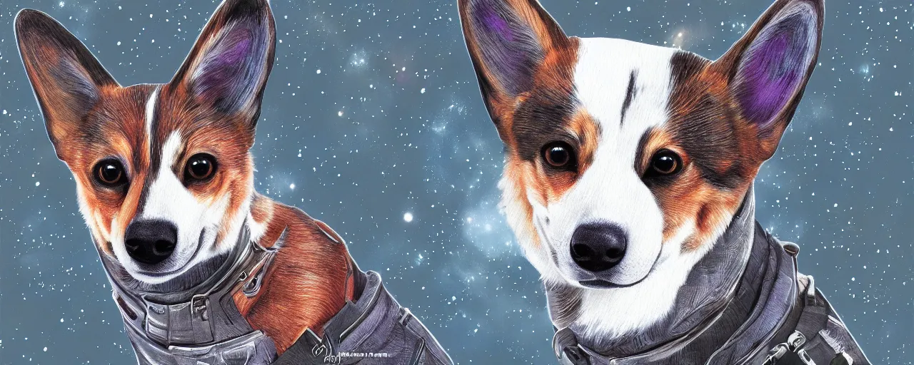 Image similar to galactic corgi, ultra realistic, digital art, concept art