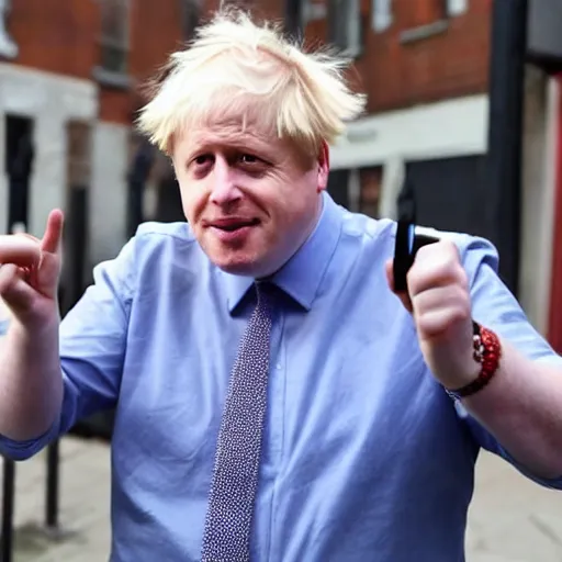 Image similar to Boris Johnson dropping his latest rap album, the fans are loving it, realistic, 4K, much boris