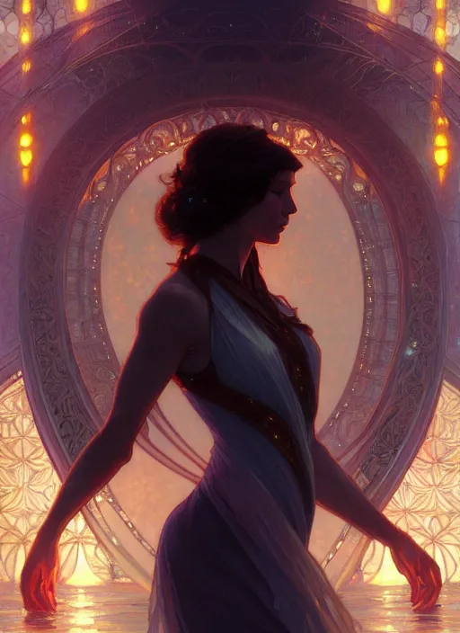 Prompt: water, glowing lights!! intricate elegant, highly detailed, digital painting, artstation, concept art, smooth, sharp focus, illustration, art by ( ( ( artgerm ) ) ) and greg rutkowski! and ( ( alphonse mucha ) )