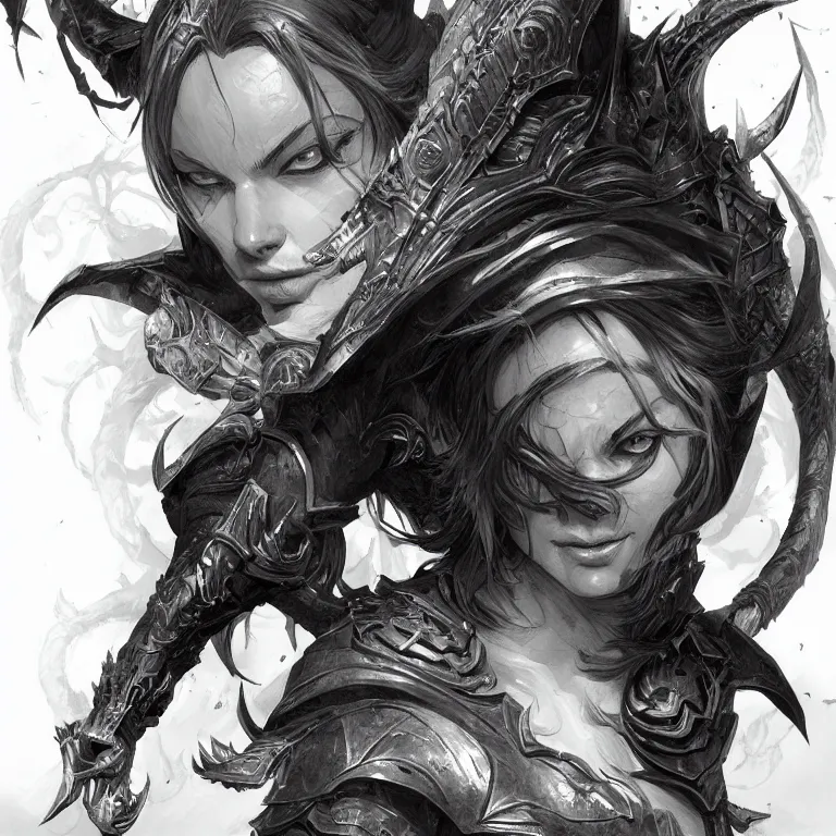 Image similar to paper sketch, black and white, D&D, fantasy, highly detailed, digital painting, trending on artstation, concept art, sharp focus, illustration, art by artgerm and greg rutkowski and magali villeneuve